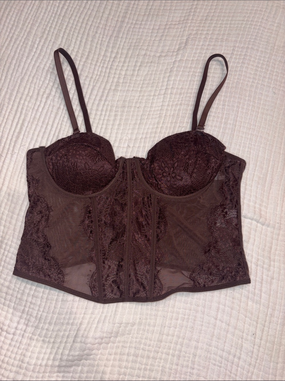 Lace & Mesh Longline Bustier Top